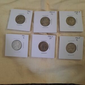 6 Nickels Vintage Post War